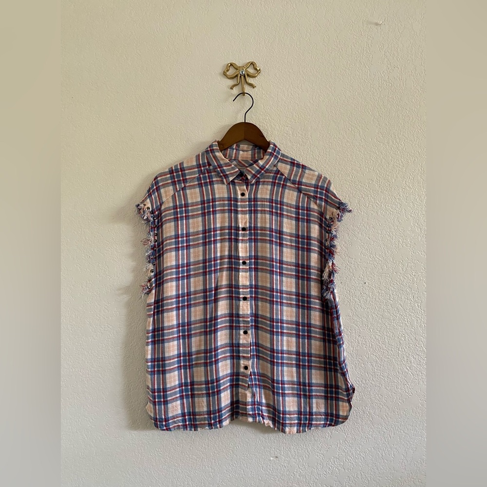 Zadig & Voltaire Tilt Car Plaid Shirt Sleeveless Lightweight Women’s Small